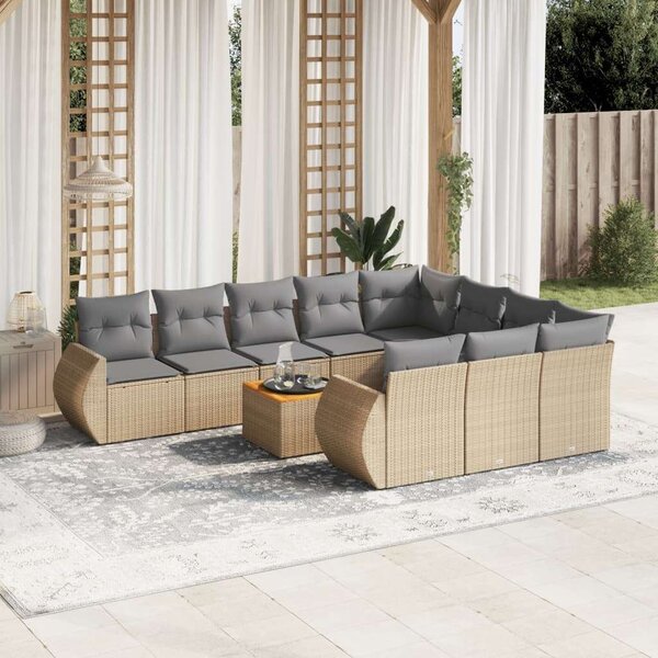 VidaXL Polyrattan Kerti Ülőgarnitúra - 11 részes - Bézs