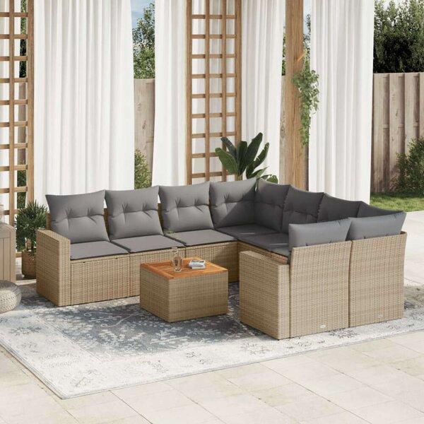 VidaXL Polyrattan Kerti Ülőgarnitúra - 9 részes - Bézs