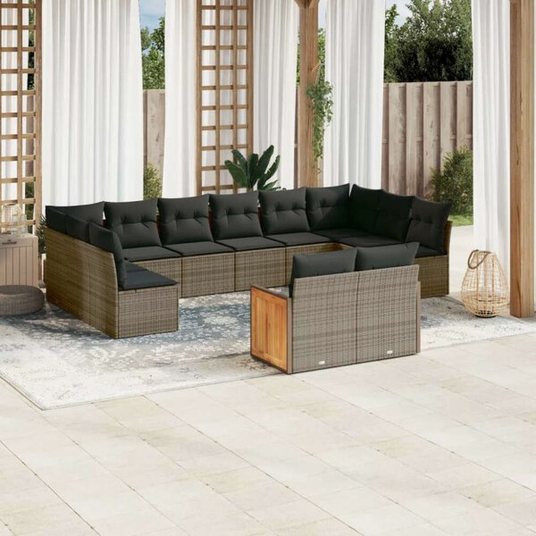 VidaXL Polyrattan Kerti Ülőgarnitúra - 12 részes - Szürke