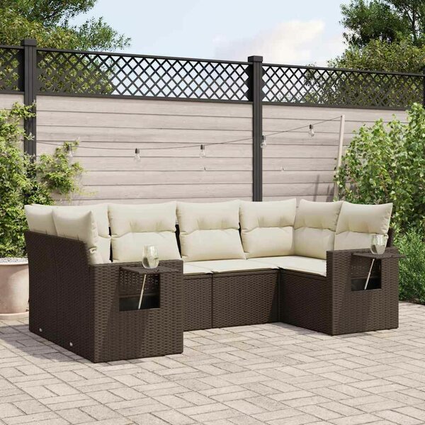 VidaXL 6 részes barna polyrattan kerti ülőgarnitúra párnával