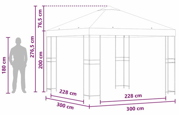 VidaXL Pavilon 3 x 3 m Tópszínű Poliészter és acél 190 gsm