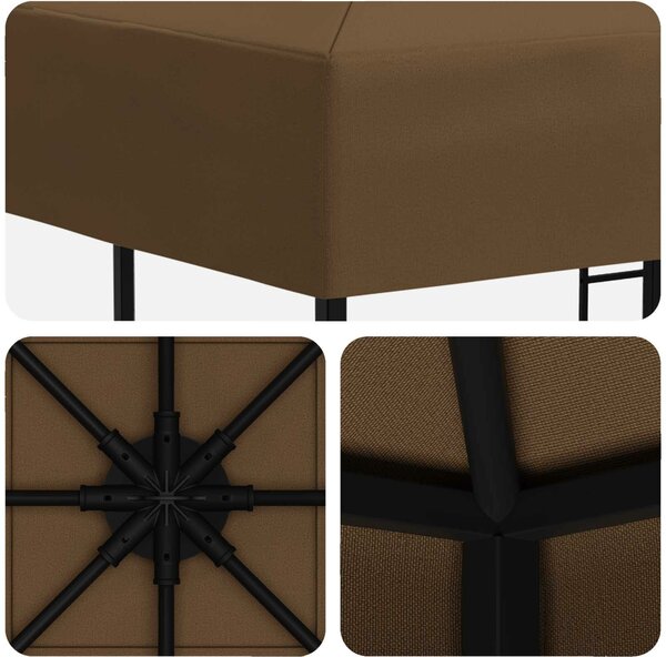 VidaXL Pavilon 3 x 3 m Tópszínű Poliészter és acél 190 gsm