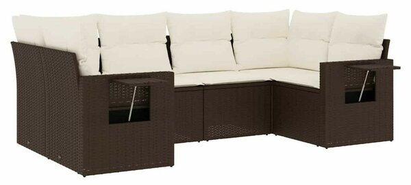 VidaXL 6 részes barna polyrattan kerti ülőgarnitúra párnával