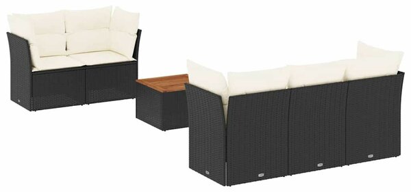 VidaXL Polyrattan Kerti Ülőgarnitúra - 6 részes - Fekete