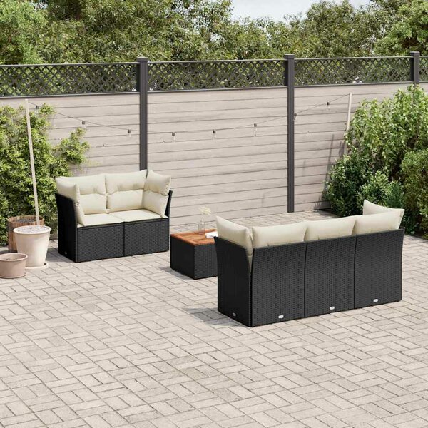 VidaXL Polyrattan Kerti Ülőgarnitúra - 6 részes - Fekete