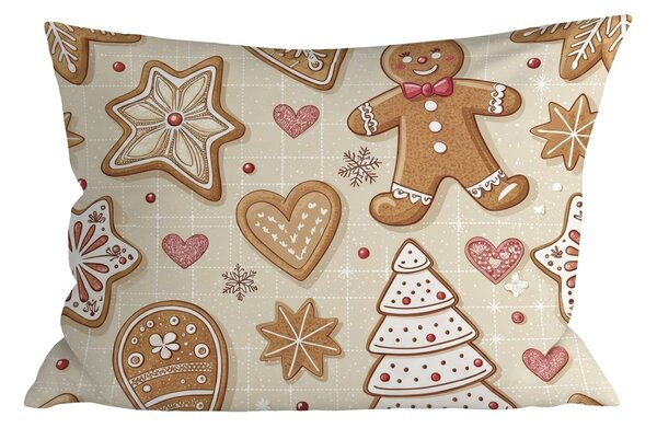 Pamut párnahuzat GINGERBREAD JOY 50x70 cm, bézs