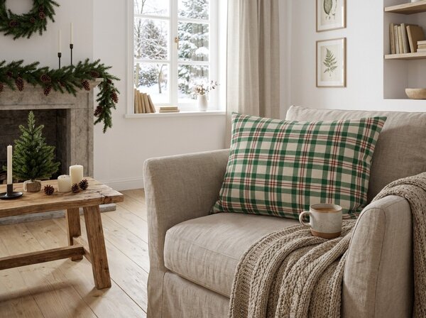 Pamut párnahuzat WINTER PLAID 50x70 cm, színes