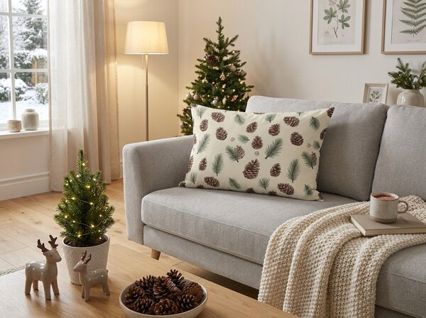 Pamut párnahuzat PINE CONES 50x70 cm, színes