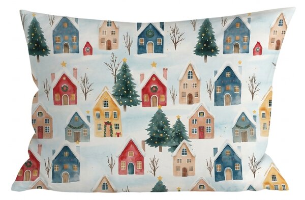 Pamut párnahuzat WINTER VILLAGE 50x70 cm, színes