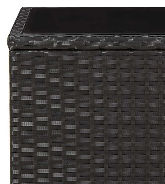 VidaXL 3 részes fekete polyrattan kerti étkezőgarnitúra párnákkal