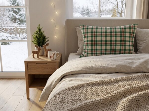 Pamut párnahuzat WINTER PLAID 50x70 cm, színes