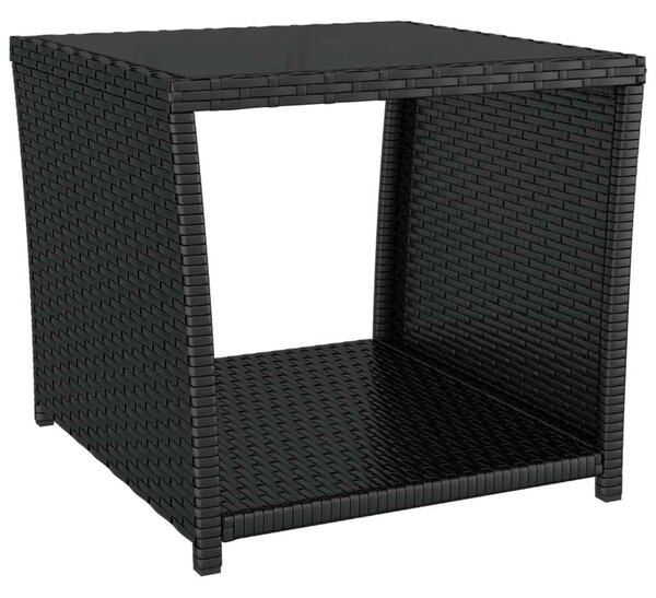 VidaXL 3 részes fekete polyrattan kerti étkezőgarnitúra párnákkal