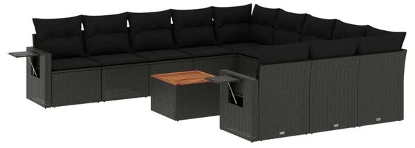 VidaXL Polyrattan Kerti Ülőgarnitúra - 12 részes - Fekete