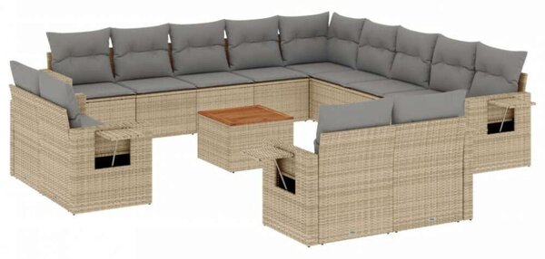 VidaXL Polyrattan Kerti Ülőgarnitúra - 14 részes