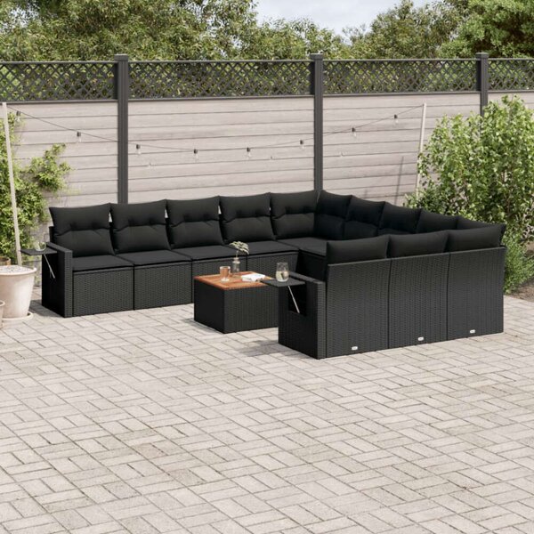 VidaXL Polyrattan Kerti Ülőgarnitúra - 12 részes - Fekete