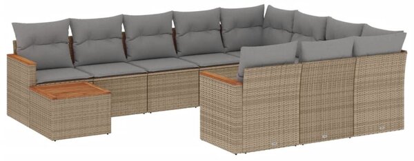 VidaXL Polyrattan Kerti Ülőgarnitúra - 11 részes - Bézs