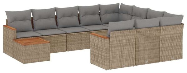 VidaXL Polyrattan Kerti Ülőgarnitúra - 11 részes - Bézs