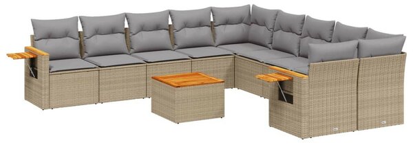 VidaXL Polyrattan Kerti Ülőgarnitúra - 11 részes - Bézs