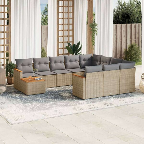 VidaXL Polyrattan Kerti Ülőgarnitúra - 11 részes - Bézs