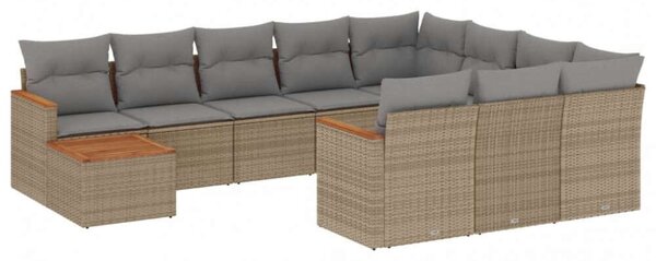 VidaXL Polyrattan Kerti Ülőgarnitúra - 11 részes - Bézs