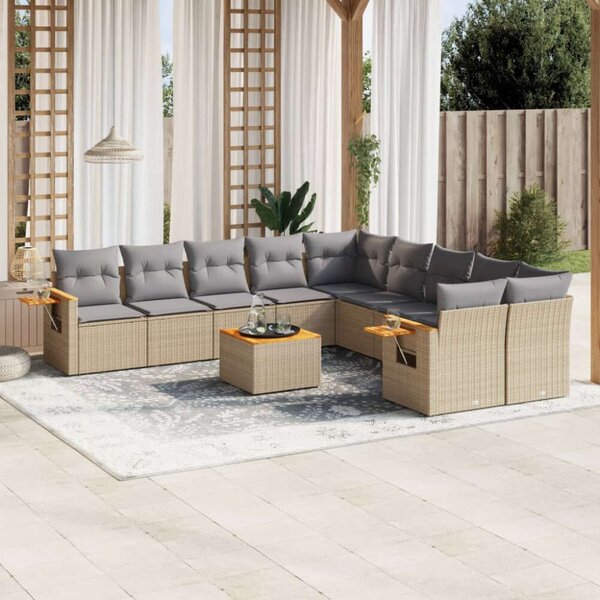 VidaXL Polyrattan Kerti Ülőgarnitúra - 11 részes - Bézs