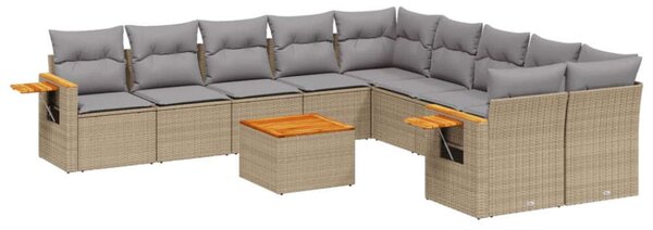 VidaXL Polyrattan Kerti Ülőgarnitúra - 11 részes - Bézs