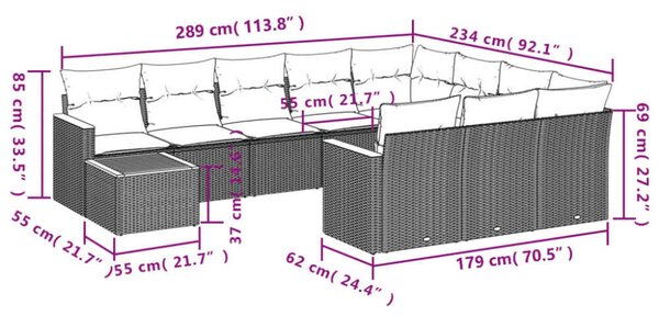 VidaXL Polyrattan Kerti Ülőgarnitúra - 11 részes - Bézs
