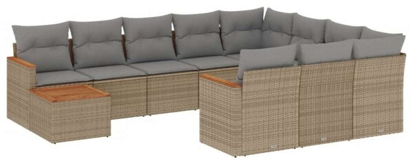 VidaXL Polyrattan Kerti Ülőgarnitúra - 11 részes - Bézs