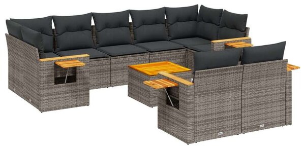 VidaXL Polyrattan Kerti Ülőgarnitúra - 10 részes - Szürke