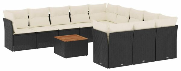 VidaXL Polyrattan Kerti Ülőgarnitúra - 12 részes - Fekete