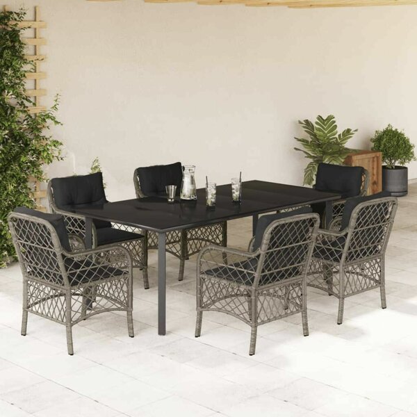 VidaXL Polyrattan Kerti Étkezőgarnitúra - 7 részes - Szürke