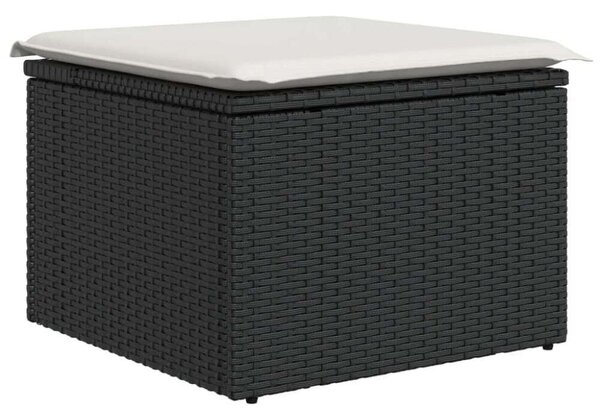 VidaXL 7 részes fekete polyrattan kerti ülőgarnitúra párnával
