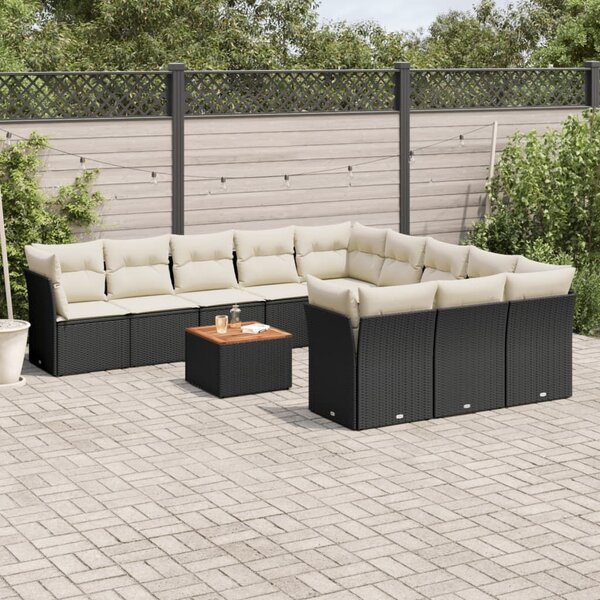 VidaXL Polyrattan Kerti Ülőgarnitúra - 12 részes - Fekete