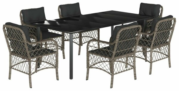 VidaXL Polyrattan Kerti Étkezőgarnitúra - 7 részes - Szürke