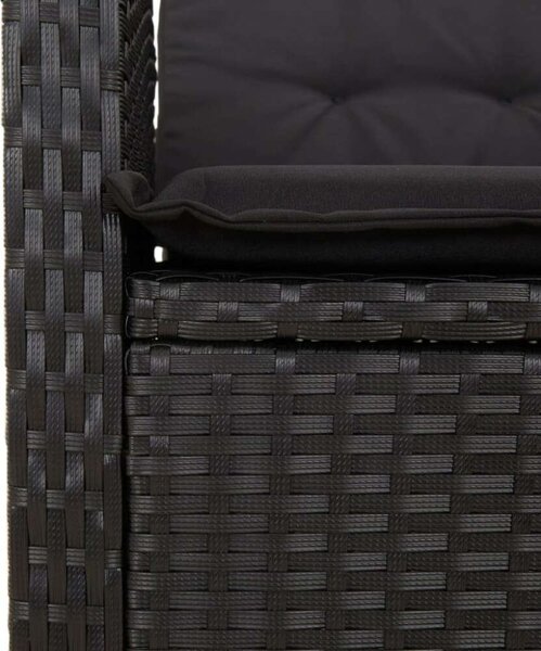 Polyrattan Kerti Étkezőgarnitúra - 5 részes - Fekete