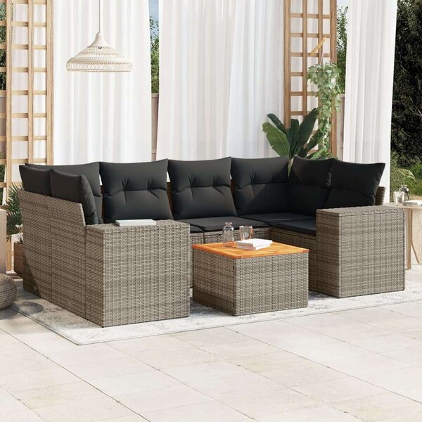 VidaXL Polyrattan Kerti Ülőgarnitúra - 7 részes, Szürke