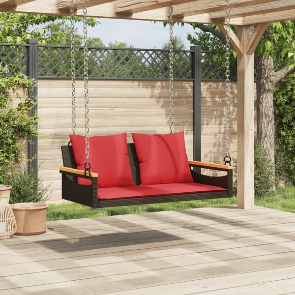 VidaXL barna polyrattan hintapad párnákkal 109 x 62 x 40 cm