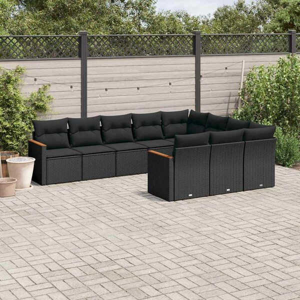 VidaXL Polyrattan Kerti Ülőgarnitúra - 10 részes - Fekete