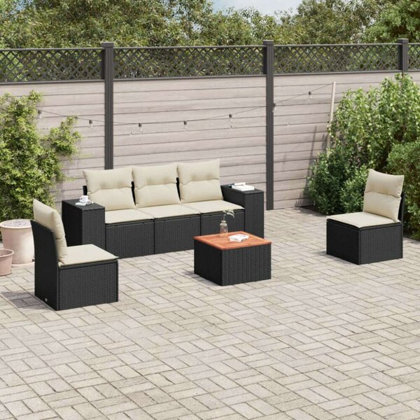 VidaXL Polyrattan Kerti Ülőgarnitúra - 6 részes - Fekete