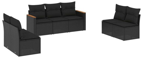 VidaXL Polyrattan Kerti Ülőgarnitúra - 7 részes - Fekete