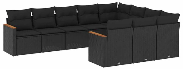 VidaXL Polyrattan Kerti Ülőgarnitúra - 10 részes - Fekete