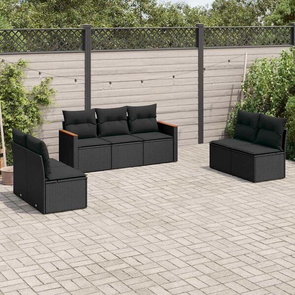 VidaXL Polyrattan Kerti Ülőgarnitúra - 7 részes - Fekete