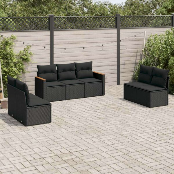 VidaXL Polyrattan Kerti Ülőgarnitúra - 7 részes - Fekete