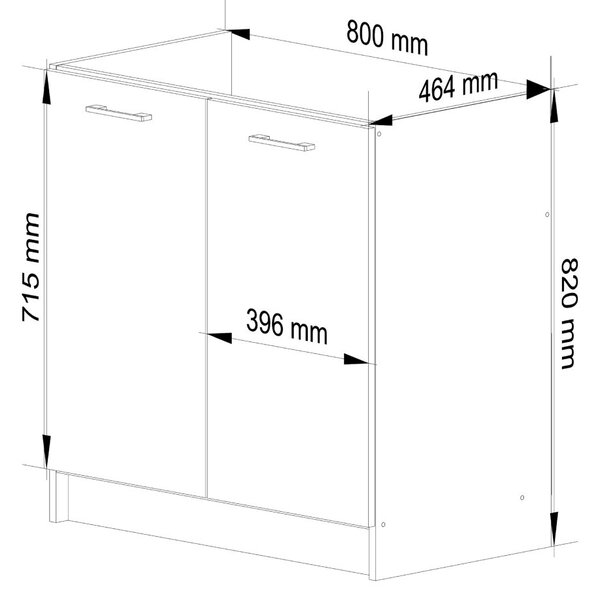 AKORD Oliwia 80 cm Mosogatószekrény Fehér-Cappuccino Magasfényű