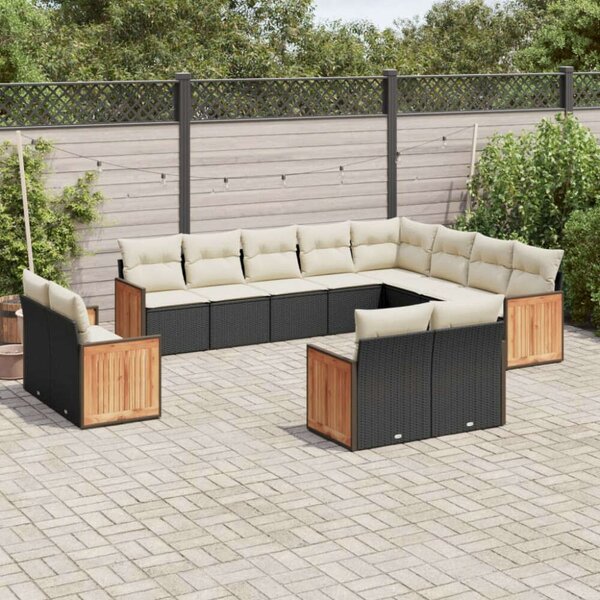 VidaXL Polyrattan Kerti Ülőgarnitúra - 12 részes - Fekete