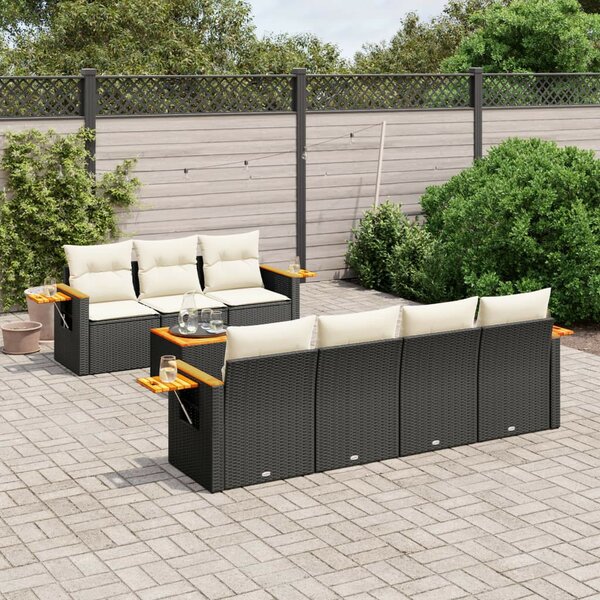 VidaXL Polyrattan Kerti Ülőgarnitúra - 8 részes - Fekete