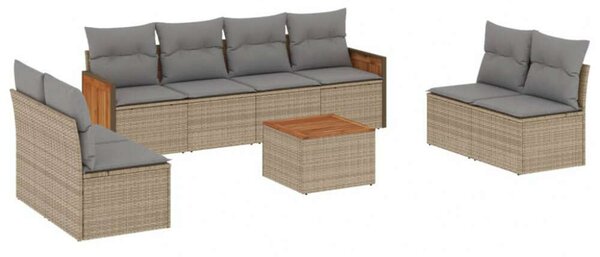 VidaXL Polyrattan Kerti Ülőgarnitúra - 9 részes - Bézs