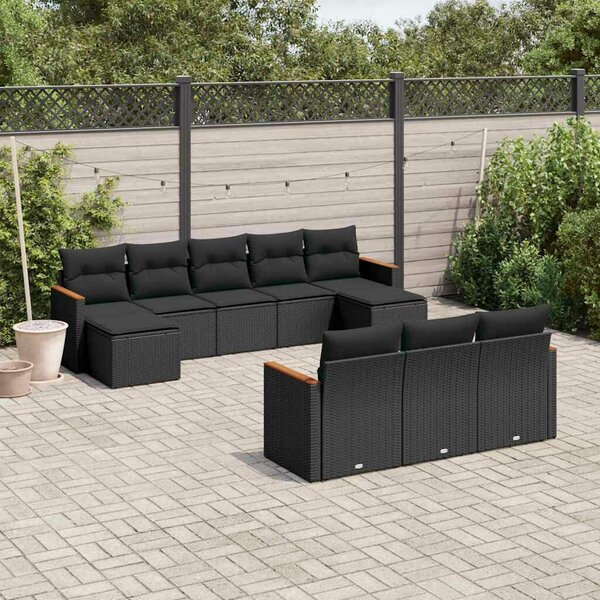 VidaXL Polyrattan Kerti Ülőgarnitúra - 10 részes - Fekete