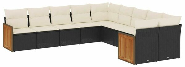 VidaXL Polyrattan Kerti Ülőgarnitúra - 10 részes - Fekete