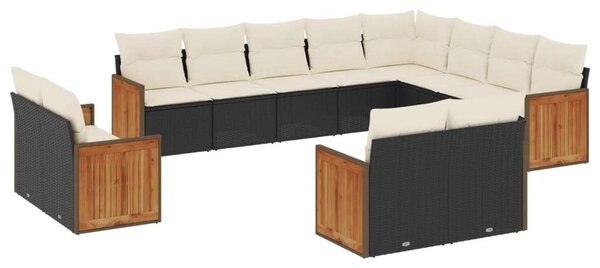VidaXL Polyrattan Kerti Ülőgarnitúra - 12 részes - Fekete